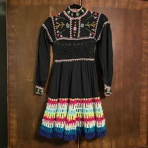 Celia B embroidered Scarlet dress with crochet hem and midriff. Cute & eclectic!